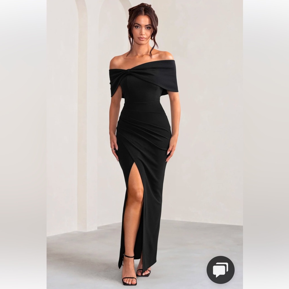 Elegant Black Off-Shoulder Dress - Picture 7 of 8